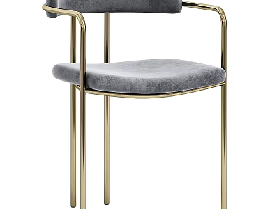Modern Gray Fabric Stool With Gold Metal Frame And Comfortable Seat Design 3d model