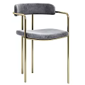Modern Gray Fabric Stool With Gold Metal Frame And Comfortable Seat Design