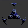 Futuristic Blue Cosmic Spacecraft With Aerodynamic Structure And Textured Surface