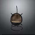 Stylish Hanging Chair With Checkered Pattern Cushion And Metal Stand Steering Wheel Design