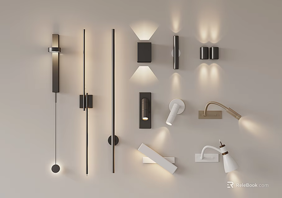 Modern Wall Lamps With Various Designs And Stylish Lighting Effects For Home Decor 3d model 