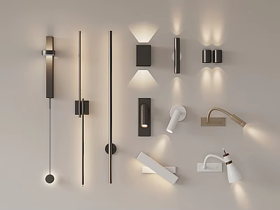 Modern Wall Lamps With Various Designs And Stylish Lighting Effects For Home Decor 3d model
