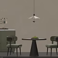 Modern Negotiation Table and Green Chairs Round Design Beige Wall Hanging Lamp