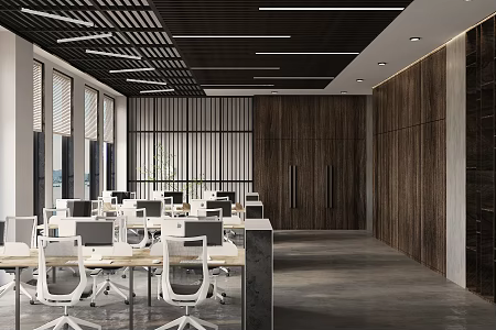 modern public office area office area 3d model