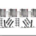 Assorted Recreation Equipment Collection Featuring Skis Ski Poles and Boot Racks 3d model