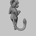 Anthropomorphic Animal Game Movie Character With Brown White Fur Black Shorts And Long Tail