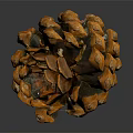 Closeup View Of Orange Brown Pine Cone On Dark Background With Reflection 3d model