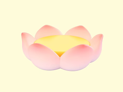 Lotus Shaped Decorative Item With Pink Petals And Yellow Center 3d model