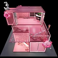 Pink Container House Design With Balcony Staircase Decorative Flowers And Interior Elephant Sculpture