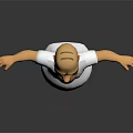 Chubby Cartoon Game Film Character With White Shirt Blue Pants And Outstretched Arms