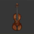 3D Rendered Polished Wooden Violin With Reflection On Dark Background