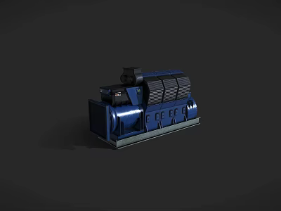 Blue Industrial Diesel Generator Equipment With Control Panel And Cooling System 3d model