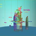 Colorful Cartoon Underwater Scene With Green Rock Formation Red Character Red Balloon And White Clouds