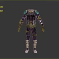 3D Fantasy Character Armor Design With Purple Black Details And Metallic Decorations