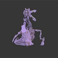 Bio Mechanical Character With Humanoid Features Mechanical Arms Head Device And Cloak In Sci Fi