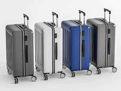 Stylish Suitcases In Multiple Colors With Telescopic Handles And Spinner Wheels 3d model