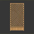 Bamboo Room Divider With Lattice Pattern And Bottom Storage Cabinet 3d model