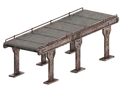 Industrial Heavy Duty Metal Workbench Platform With Steel Railings And Sturdy Legs 3d model