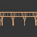 Wooden Roof Truss Structure With Support Columns Modern Design On Black Surface With Reflection