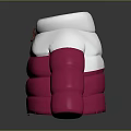 Stylish Puffy Puffer Jacket With White Pink Color Block And Zipper Design