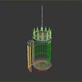 Decorative Metal Birdcage Hanging With Chain And Yellow Light For Home