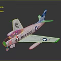 U.S. Air Force Airplane Model Featuring White Body Green Nose And Blue Star Emblem