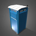 Blue Portable Toilet With Open Door And Interior Toilet Bowl Structure