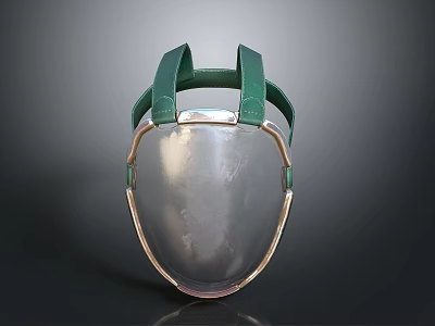 Clear Transparent Face Shield With Green Straps And Golden Frame Design 3d model