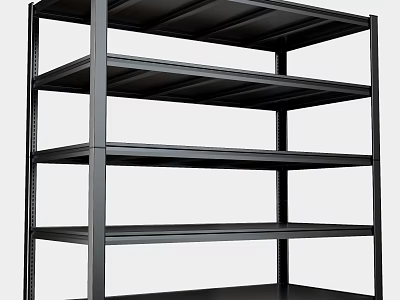 Black Metal Shelving Unit With Multi Tier Open Design For Storage 3d model
