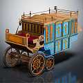 Vintage Blue And Gold Ornate Carriage With Decorative Wheels And Classic Design
