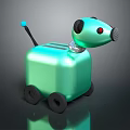 Cute Dog Shaped Turquoise Kitchen Appliance With Wheels And Metallic Accents