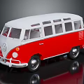 Classic Red And White Volkswagen Bus With Vintage Exterior Design And Side Windows