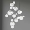 Modern Transparent Glass Ball Chandelier with Multiple Hanging Spherical Lights for Contemporary Interior Decor