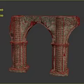 Antique Stone Arch Structure With Brick Columns And Historical Architectural Design 3d model