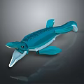 Blue Prehistoric Marine Creature Toy Figure With Open Mouth And Fins