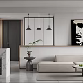 Modern Living Dining Room Interior With Sofa Coffee Table TV Palm Plant And Window Blinds