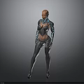 Cyberpunk Female Character 3D Model With Mechanical Arms And Futuristic Design