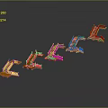 Three Dimensional FALL Letters Decorative Sculpture With Orange Red Platforms On Gray Background And Reflection