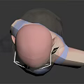 3D Stylized Game Movie Character With Long Hair Glasses And Light Blue Top