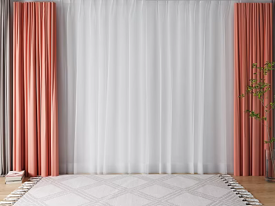 modern curtain gauze curtain 3d model