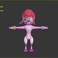 Animated Game Character With White Body Pink Hat Playful Expression And Outstretched Arms