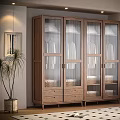 Modern Wooden Wardrobe Design With Glass Doors And Drawers In Interior
