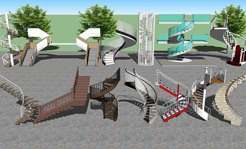 modern revolving staircase revolving staircase handrail staircase 3d model