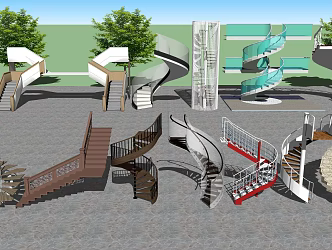 modern revolving staircase revolving staircase handrail staircase 3d model