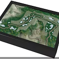 Commercial 3D Terrain Model Equipment with Black Frame Square Design Green Areas Roads