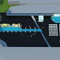 Event Venue Layout With Organized Seating Stage Green Plants And Functional Zones