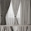 Various Textured Curtains in Neutral Tones with Tiebacks for Modern Home Interior