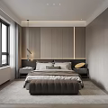 Modern Bedroom Interior Design With Wooden Accent Wall LED Strip Lighting And Bed Bench
