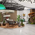 Modern Mall Store Interior With Natural Tree Decor Green Plants And Seating