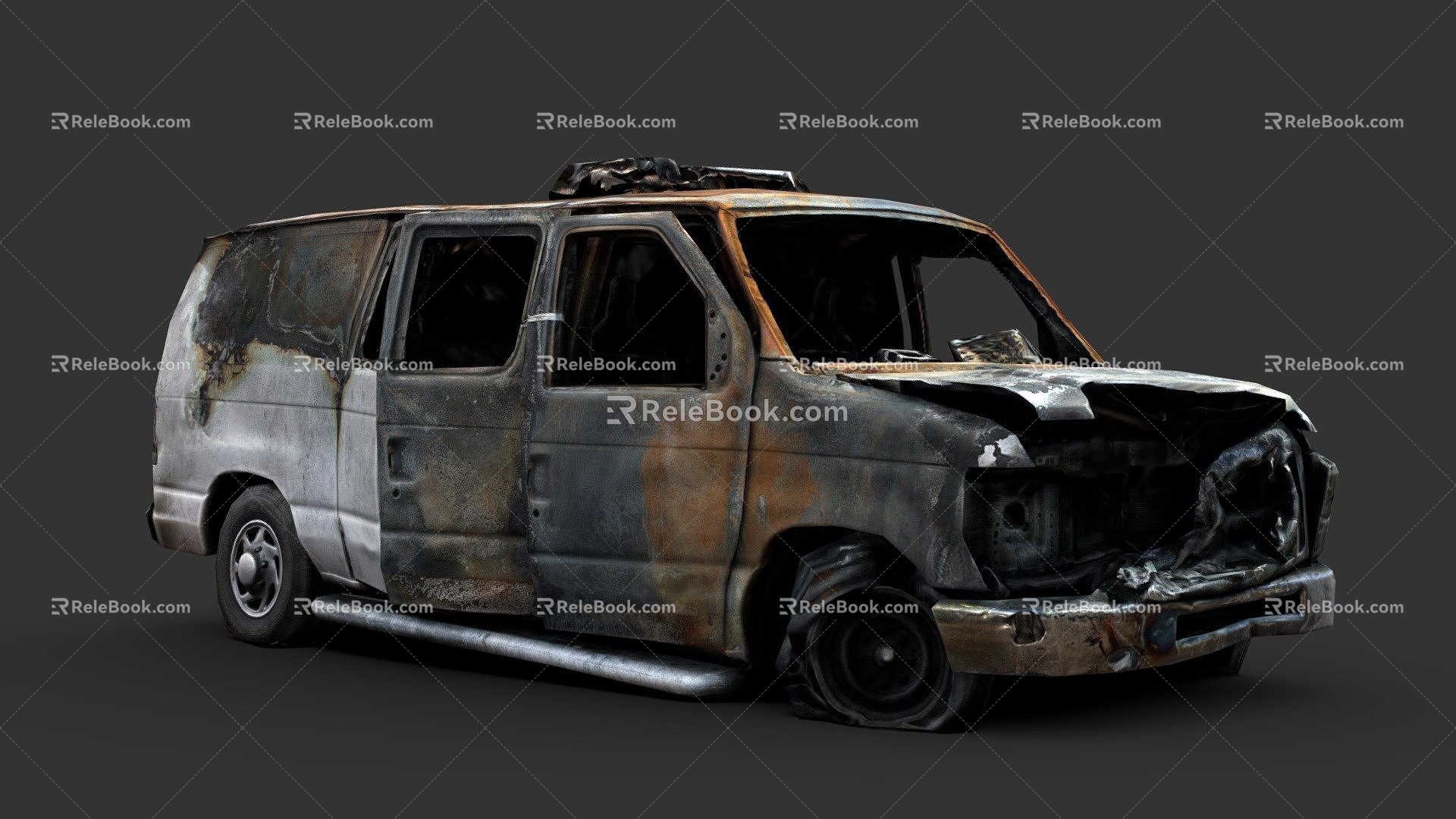 Burned Economy Van 3d model